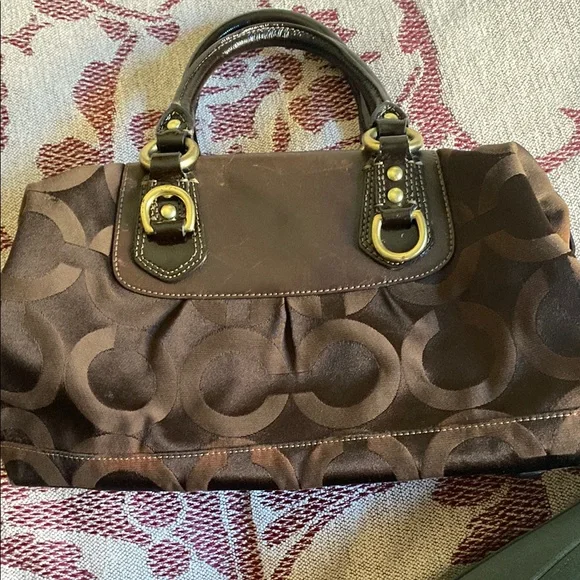 Coach Brown Satchel with Signature Design - Picture 7 of 7